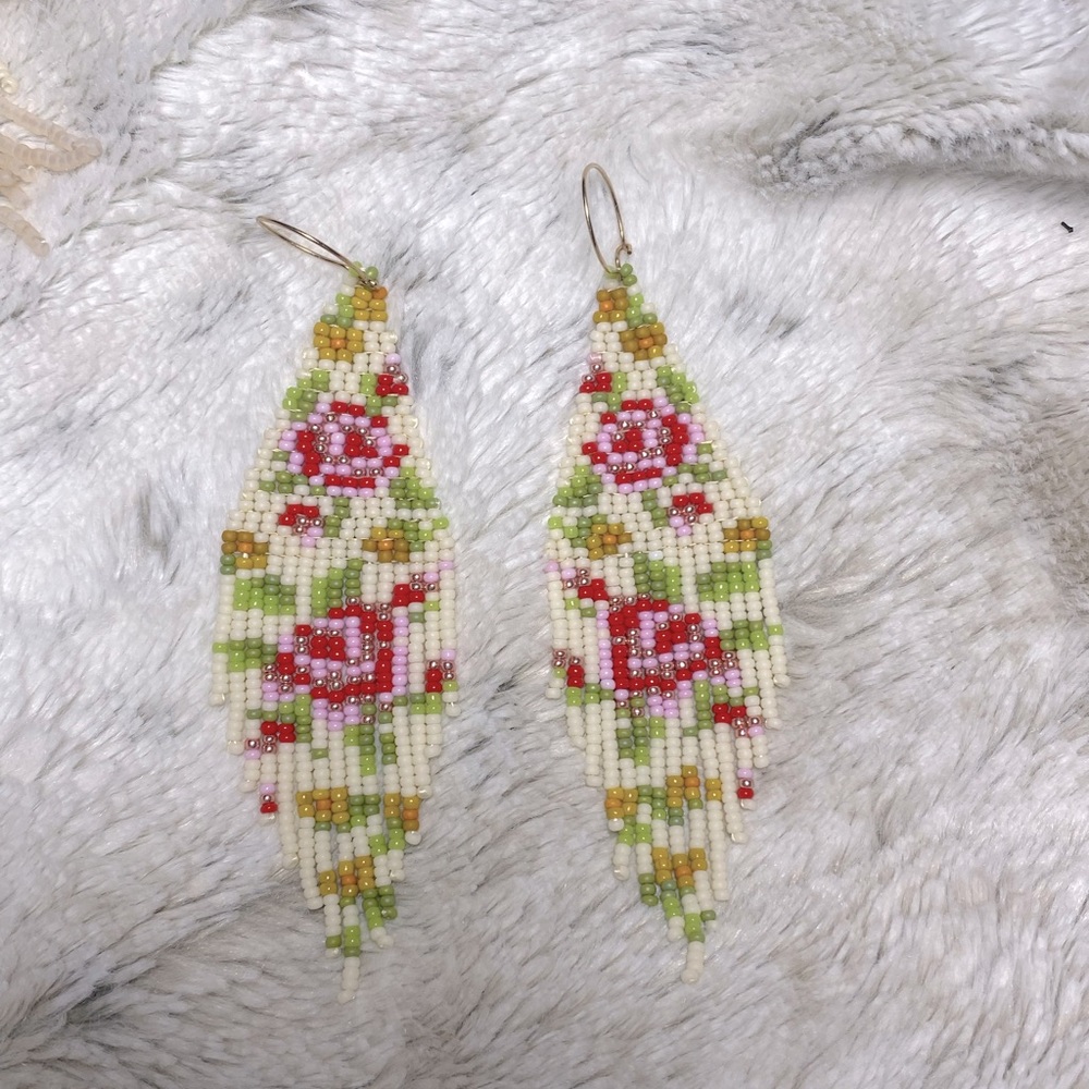 Beaded fringe earrings